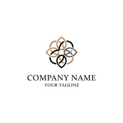 Elegant abstract logo design featuring interconnected leaves, symbolizing growth and unity.