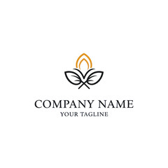 Elegant logo design featuring stylized leaves and a flame, representing growth and nature.