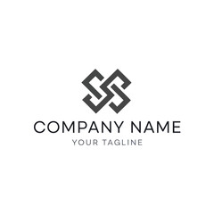 Obraz premium Abstract logo design featuring intertwined letter S shapes in a geometric, minimalist style, with placeholder company name and tagline.