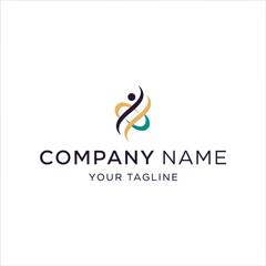 Abstract logo design featuring a stylized human figure intertwined with interconnected lines and shapes, representing growth and connection.