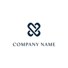 Abstract logo design featuring interconnected shapes, symbolizing connection and unity, for a company.
