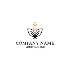 Elegant logo design featuring stylized leaves and a flame, representing growth and energy.
