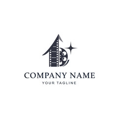 A creative logo combining a house, an upward arrow, a film reel, and a star, symbolizing film production and growth.