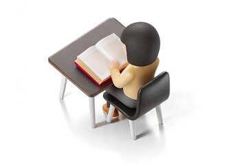 Fototapeta premium 3d woman/girl reading a book