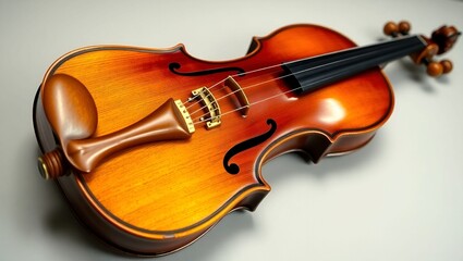 Fototapeta premium A classic violin with a shiny dark brown color.