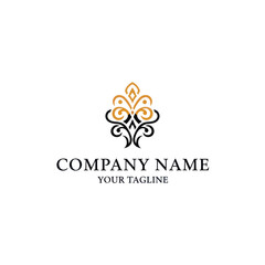 Obraz premium Elegant gold and black floral logo design for a company.