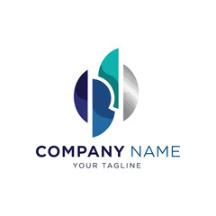 Abstract logo design featuring overlapping circular shapes in blue, teal, and silver, suggesting a modern and dynamic brand identity.