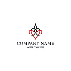 Obraz premium Elegant intertwined heart logo design, black and red, company branding.