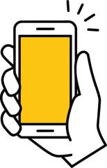 Modern hand holding glowing smartphone screen, vibrant communication concept