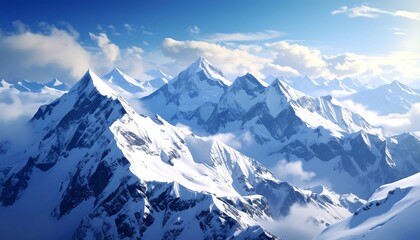 Obraz premium Majestic Snow-Capped Peaks of the Alpine Range