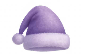 Purple santa claus hat floating on transparent background