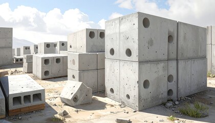 Concrete blocks on a construction site