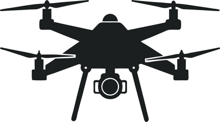 Sleek Drone Silhouette Captures Modern Technology and Aerial Innovation Featuring Four Propellers and Landing Gear