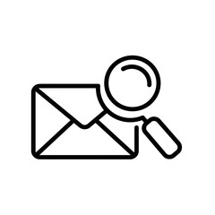 Mail envelope with magnifying glass isolated on transparent background