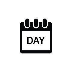 A minimalist, black and white graphic representing a single day on a calendar. The page displays the word 'DAY' prominently.