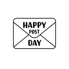 Mail envelope with Happy Post Day text isolated on transparent background