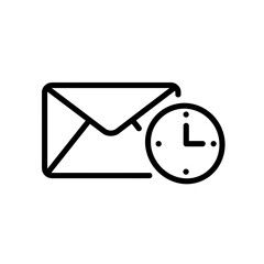 Mail envelope with clock isolated on transparent background