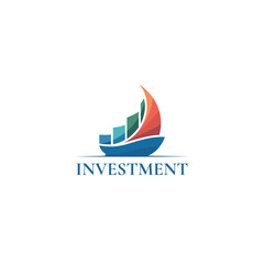 Investment Finance Logo with Sailboat and Growth Chart Design