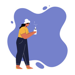 A person holding a dropper bottle, spraying liquid. Ideal for health, beauty, self-care, or medical concepts, emphasizing wellness and personal routine.