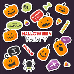 Fototapeta premium Vector collection of Halloween stickers