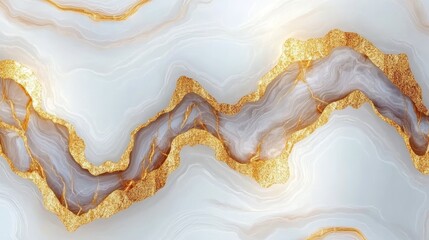 Elegant Abstract Marble Background Featuring Creamy White Tones with Striking Gold Veins for Design