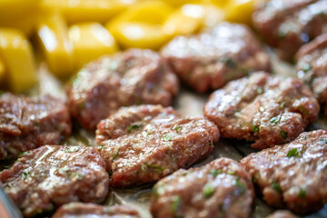 Meatballs and patatoes raw food