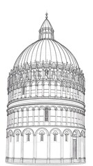 Fototapeta premium Architectural drawing of a large, ornate dome