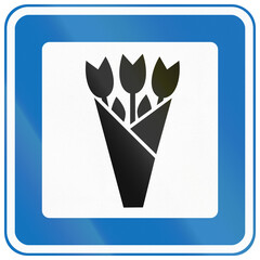 Danish service road sign for a florist