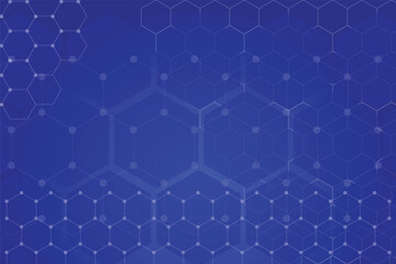 Abstract Blue Hexagon Technology Background Vector – Futuristic Geometric Network Pattern with Connecting Dots and Lines, Ideal for Science, Data, AI and Modern Business Design Concepts
