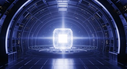 Futuristic Core - Glowing Energy Source in a Technological Environment.