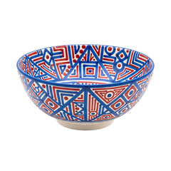 Hand painted ceramic bowl with geometric patterns