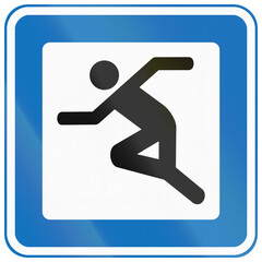 Danish service road sign - Sports facility