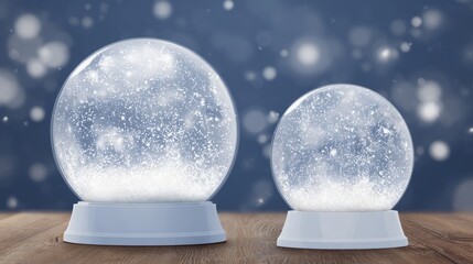 Blank snow globe template with snowy winter background, festive vector christmas and new year design element for holiday decorations, greeting cards, seasonal invitations, and creative winter artwork 