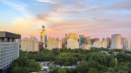 Fototapeta premium sunset over the city