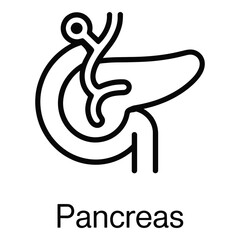 Pancreas organ line art vector illustration for medical and educational purposes anatomy diagram design silhouette