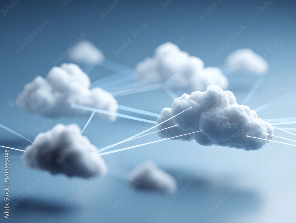 Poster abstract cloud network. a conceptual image depicting interconnectedness, data flow, or modern techno