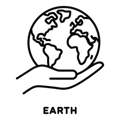 Earth in hand line art illustration representing global care and environmental responsibility concept design silhouette
