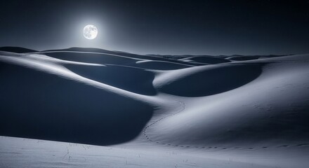 Moonlit Sand Dunes - A Serene Night Landscape.