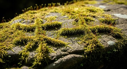 Mossy Rock Surface - A Close-Up of Natures Green Carpet.