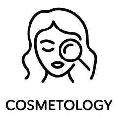 Cosmetology examination for beauty and skin care with magnifying glass for perfect skin analysis process silhouette