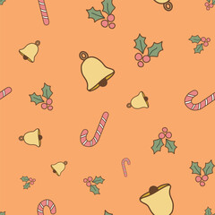 Pastel Christmas seamless tree ornament pattern