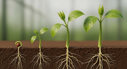 Plant Growth Stages - Seedling Development from Germination to Maturity.