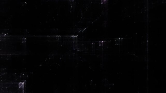 Transparente Datenbl&ouml;cke im digitalen Netzwerk &ndash; dynamische Struktur f&uuml;r Wissenschaft, IT, Forschung & digitale Kommunikation in Bewegung, Technologie, Daten, Wissenschaft, schwarz, violett