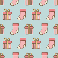 Pastel Christmas seamless tree ornament pattern