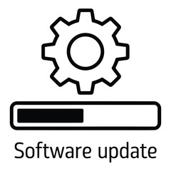 Software update in progress with gear icon and loading bar showing progress of the installation process silhouette