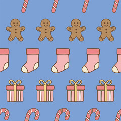 Pastel Christmas seamless tree ornament pattern