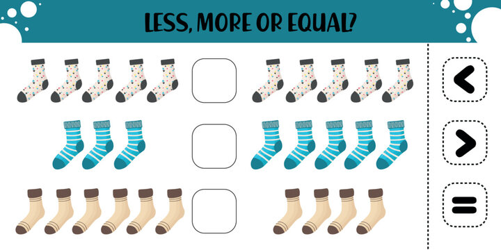 Preschool Counting Worksheet with Patterned Socks