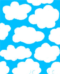 Sky with clouds nursery illustration art