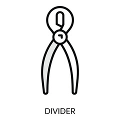 Divider tool icon vector illustration of a measuring tool for technical drawing and design work usage silhouette