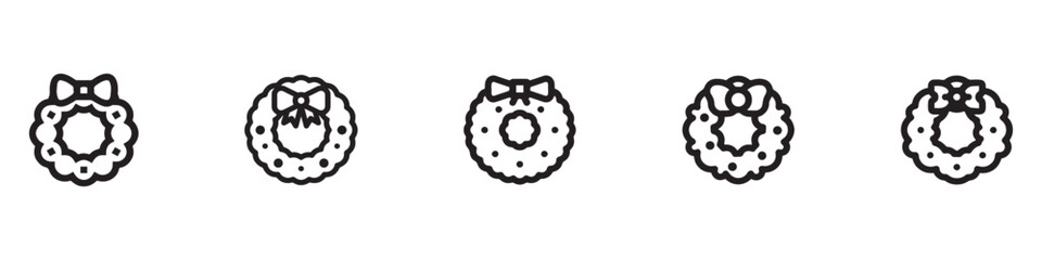 Christmas wreath icon. Christmas wreath with bow decorative elements on holiday decoration. Vector Illustration. EPS 10